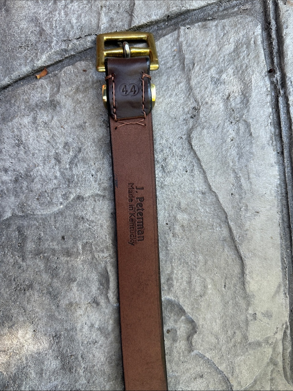 J. Peterman Brown Leather Belt with Brass Buckle
